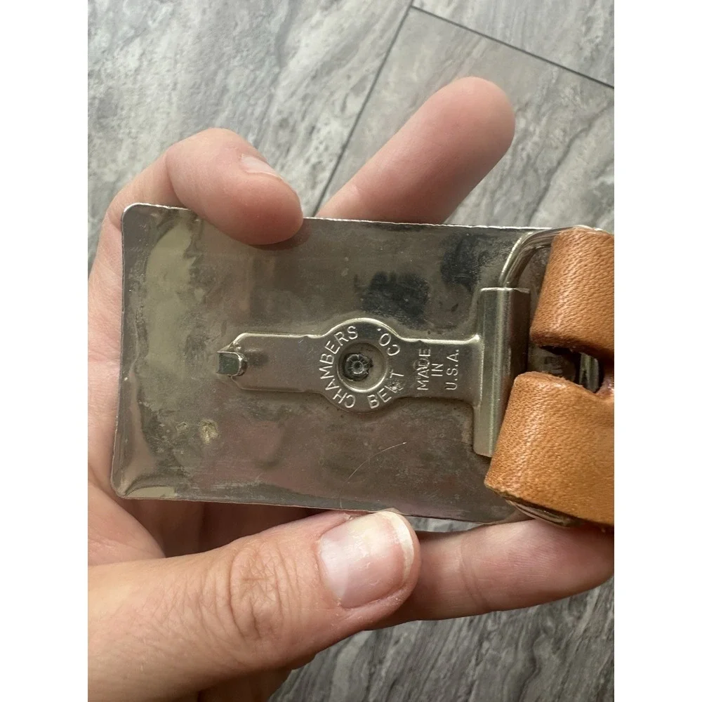 Vintage Chambers Belt Co Youth Size 22 Tooled Leather Western‎ Horse Buckle USA